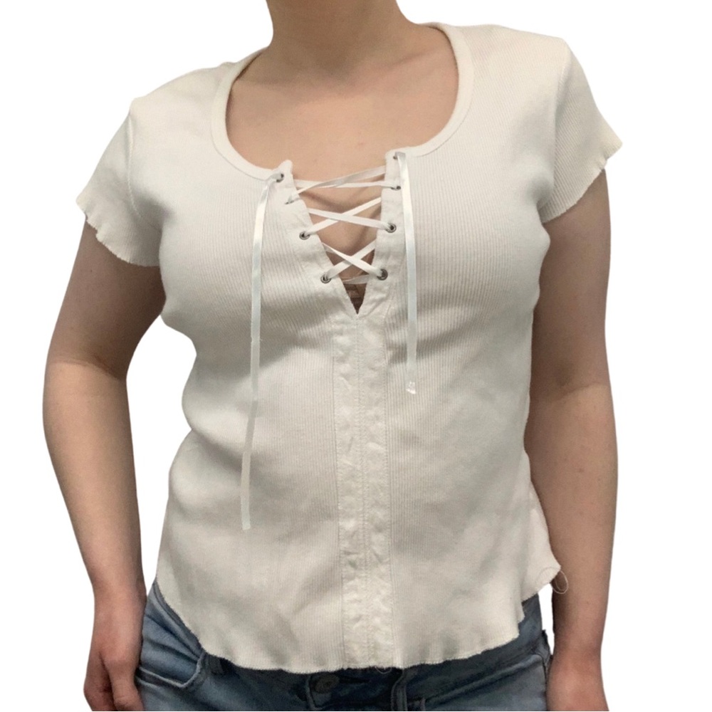 Vintage lace up tee